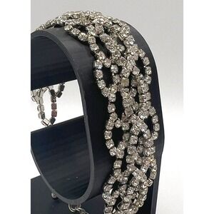 Vintage Rhinestone Multi-Strand Bracelet | High Sparkle Silver-Tone | Adjustable